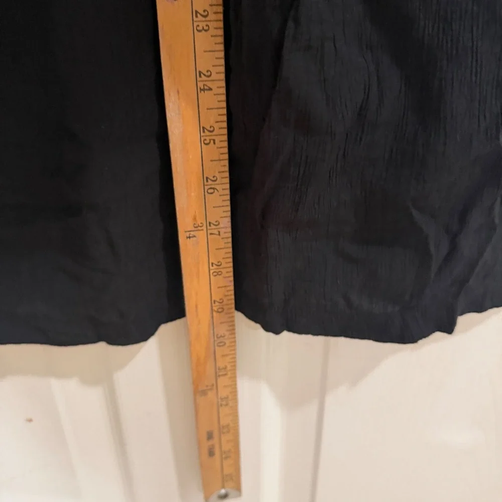 Zara Black Wide Leg Drawstring Pants Textured Flowy Trousers with Wood Beads M